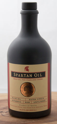 Spartan Oil Award-Winning Premium Quality Extra Virgin Olive Oil Stoneware Bottle